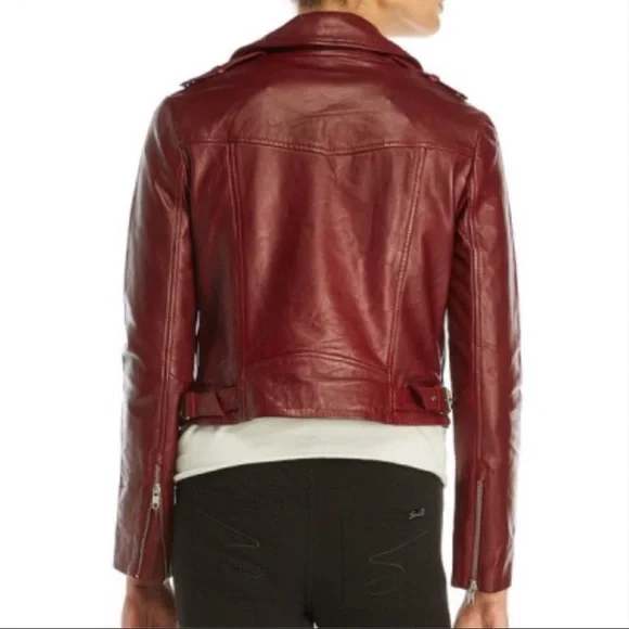 Sandova Leather Moto Jacket in Latte